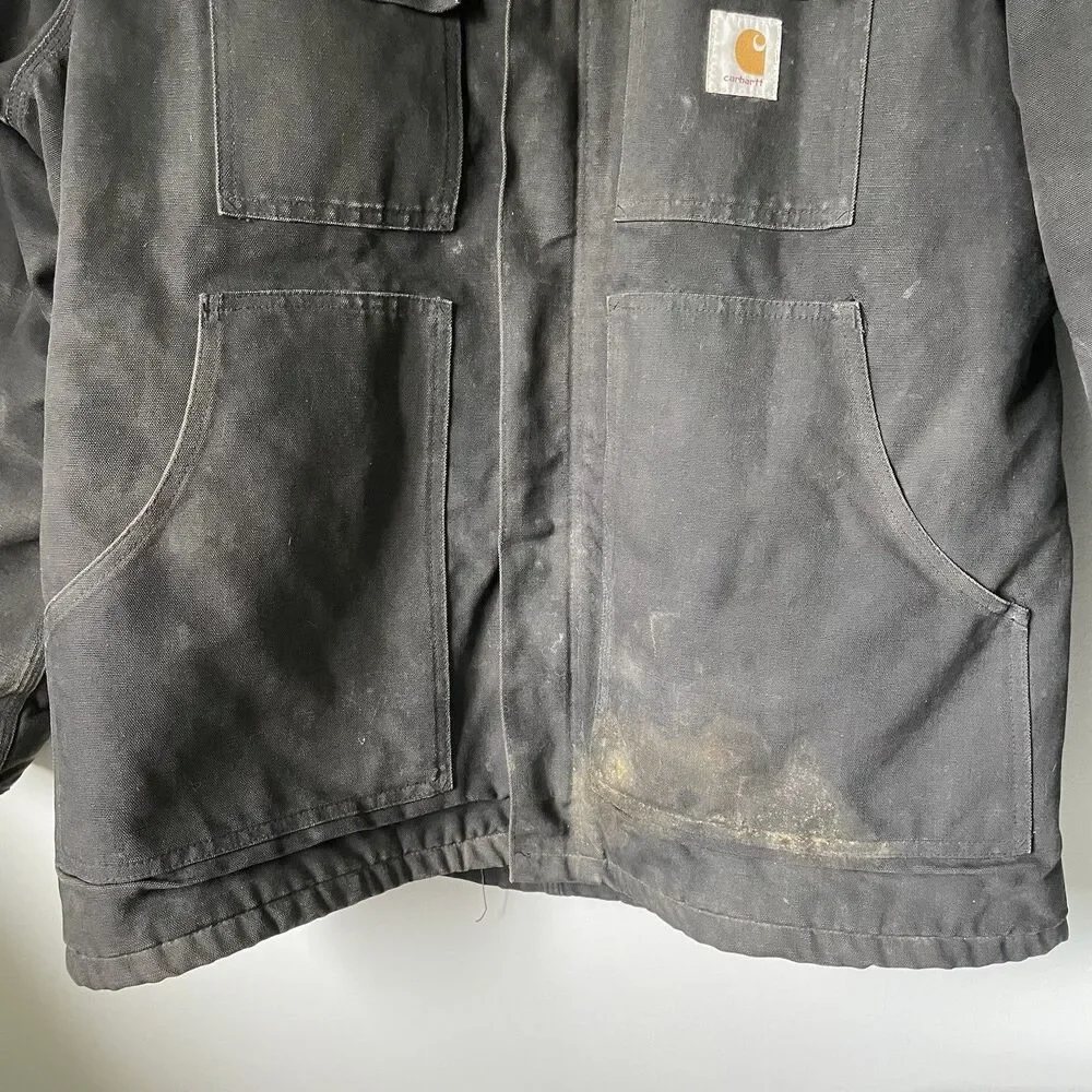 Carhartt Vintage 1990's Blanket Lined Chore Jacket Work Coat Black Men's Size XL - Picture 10 of 16